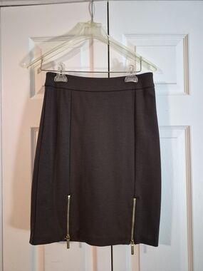 MICHAEL Michael Kors Charcoal Mini Skirt with Gold Zippers